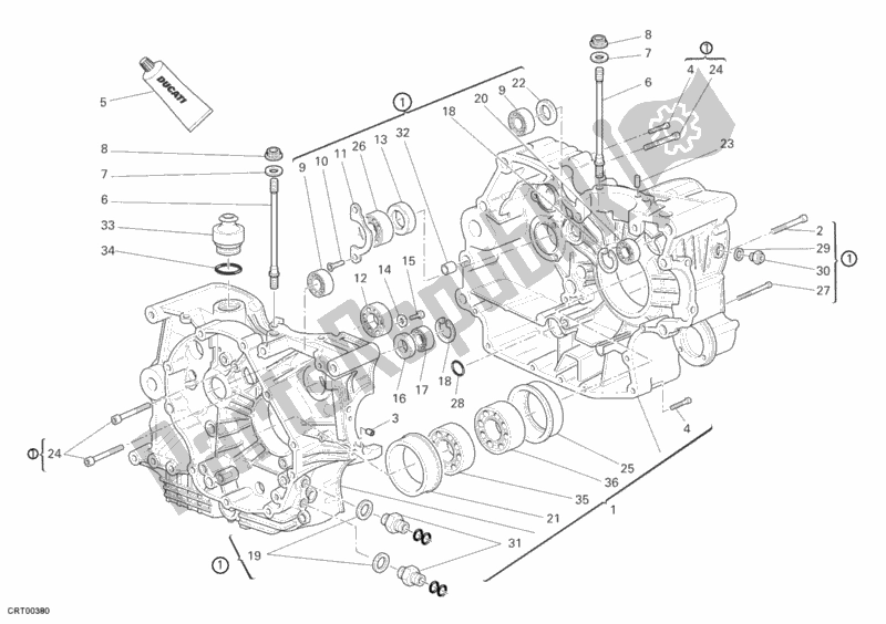 All parts for the Crankcase of the Ducati Multistrada 1100 S USA 2008